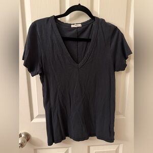 rag & bone Deep V Short Sleeve Tee - Black